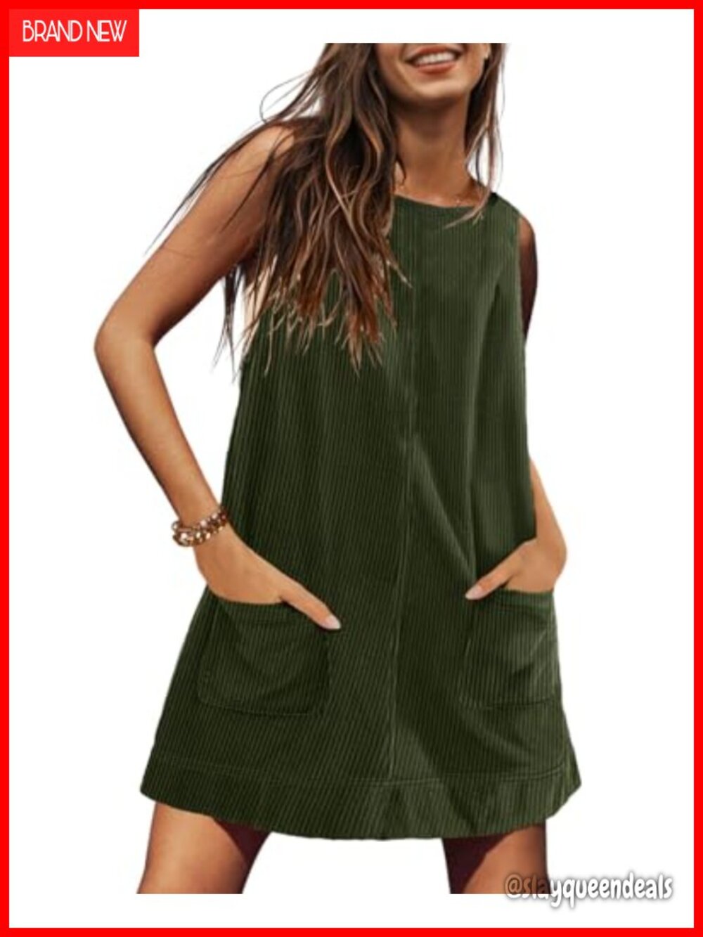Corduroy Overall Dress Sleeveless A-Line Mini Jumper